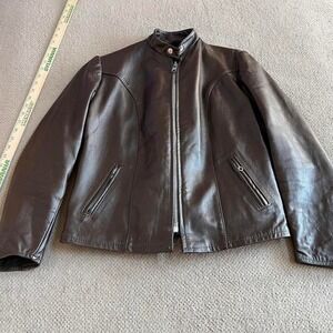 Vintage 1960s brooks leather cafe racer motorcycle jacket  Brown  Size‎ 14